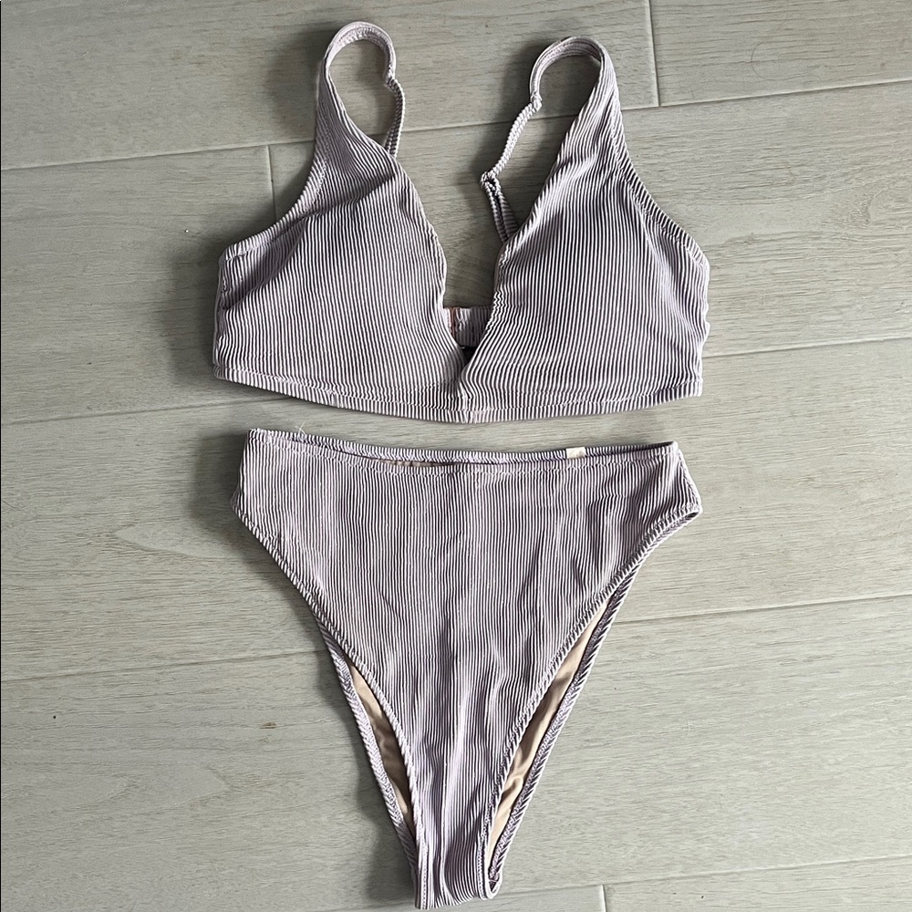 Shade & Shore Ribbed Bikini Set in Light Purple